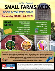 Small Farms Week Toiletry and Food Drive
